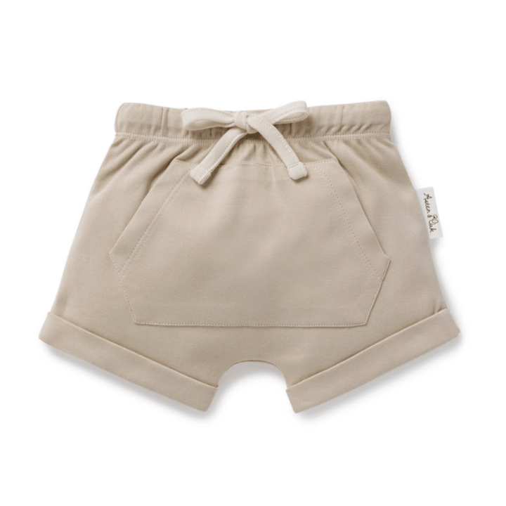 Aster & Oak Organic Feather Grey Pocket Shorts - Naked Baby Eco Boutique