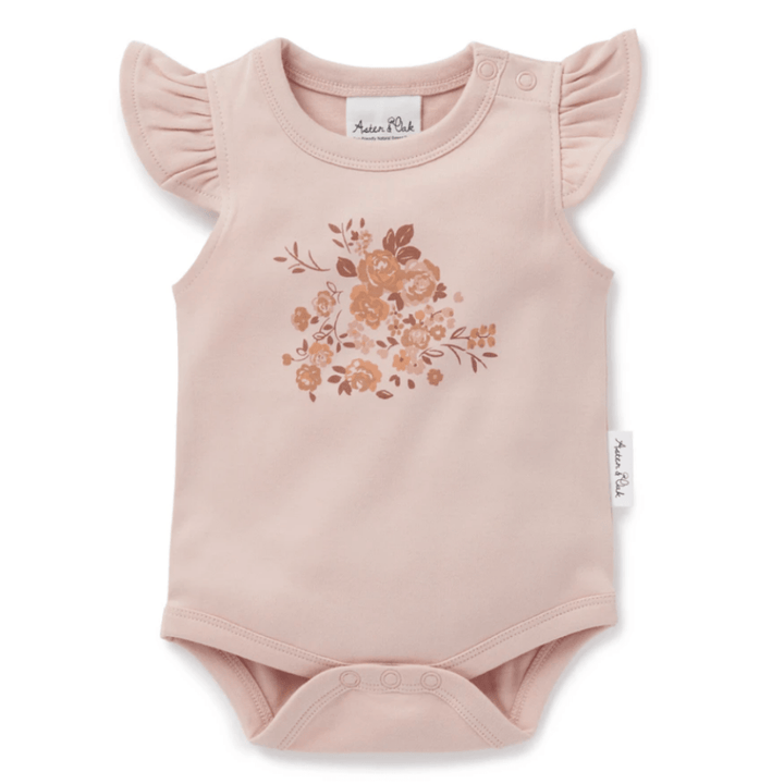 Aster & Oak Organic Posy Floral Onesie - Naked Baby Eco Boutique
