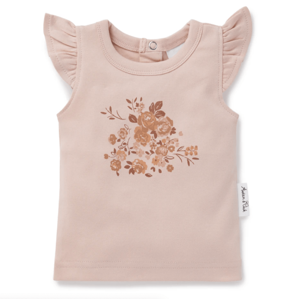 Aster & Oak Organic Posy Floral Print Tee - Naked Baby Eco Boutique