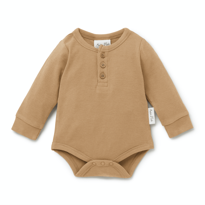 Taffy / 0-3 Months (000) Aster & Oak Organic Rib Henley Onesie (Multiple Variants) - Naked Baby Eco Boutique