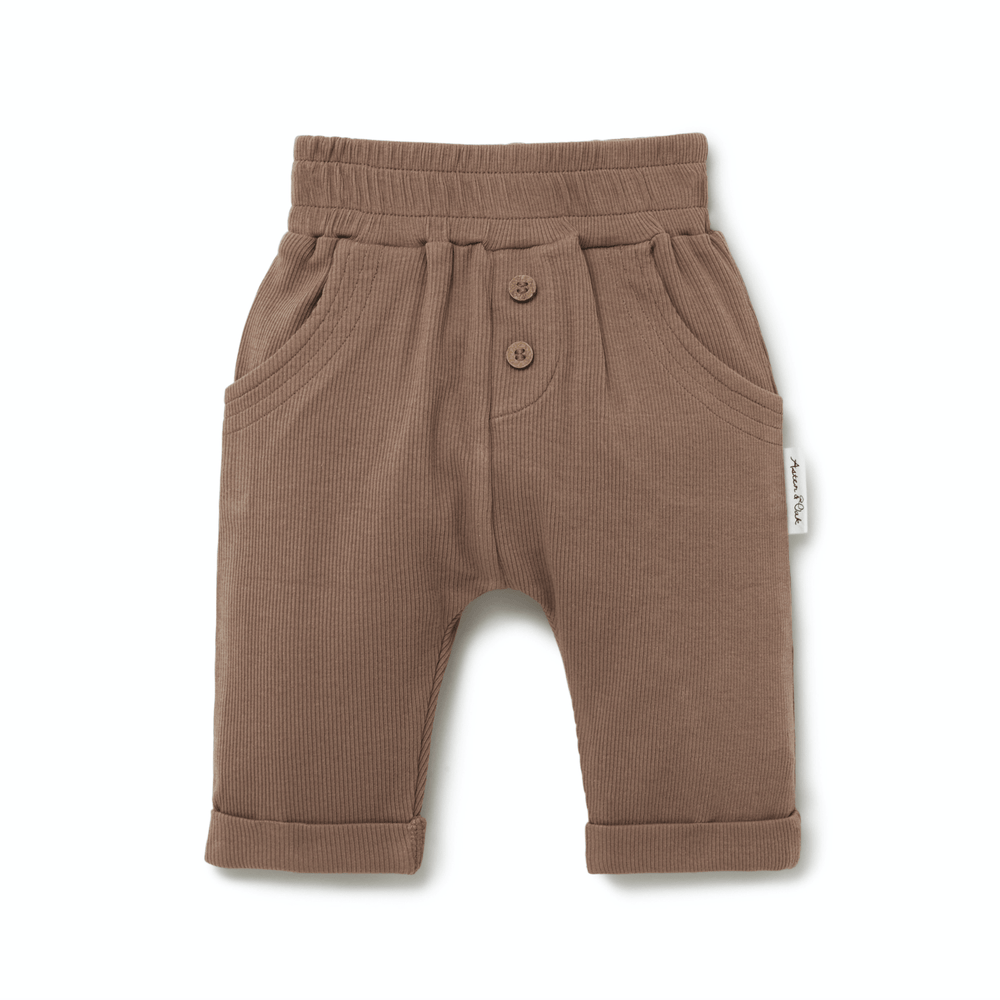 Cocoa / 0-3 Months (000) Aster & Oak Organic Rib Slouch Pants (Multiple Variants) - Naked Baby Eco Boutique