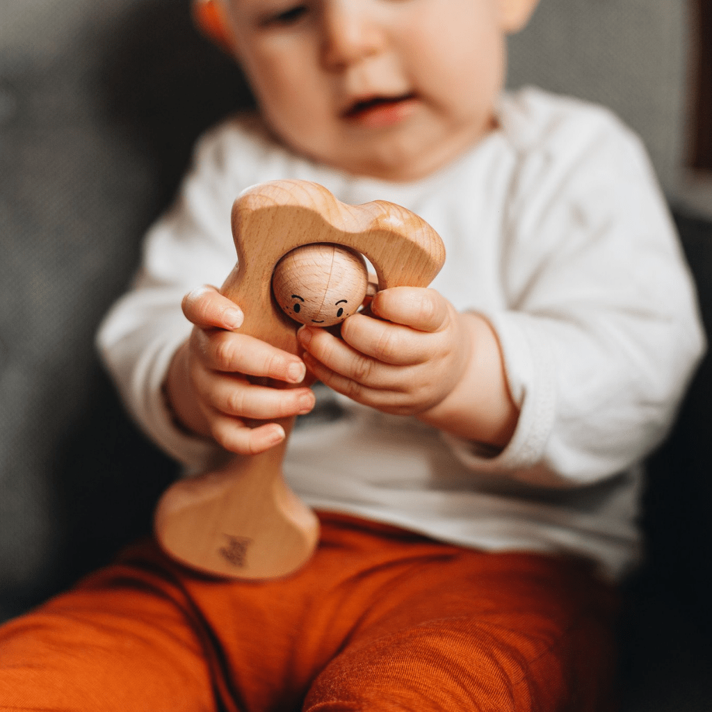 The Kiss Co. Pēpi Wooden Baby Rattle - Naked Baby Eco Boutique