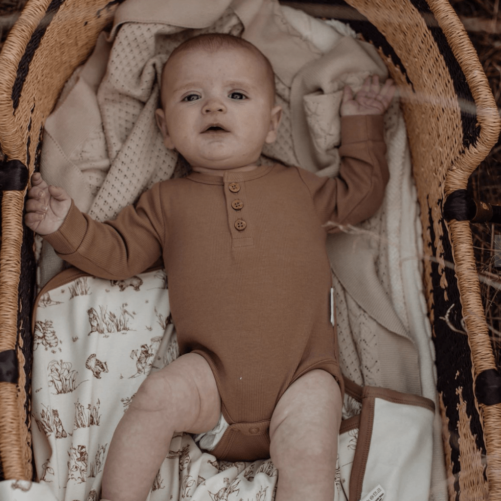 Aster & Oak Organic Rib Henley Onesie (Multiple Variants) - Naked Baby Eco Boutique