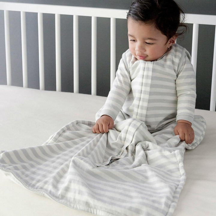Baby-Sitting-up-Wearing-Woolbabe-3-Seasons-Organic-Cotton-Merino-Sleeping-Gown-Pebble-Naked-Baby-Eco-Boutique