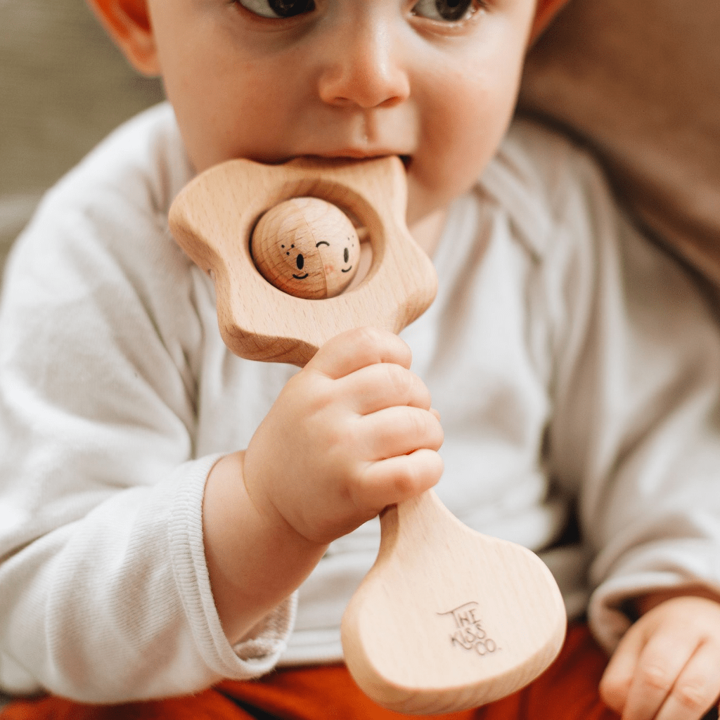 The Kiss Co. Pēpi Wooden Baby Rattle - Naked Baby Eco Boutique