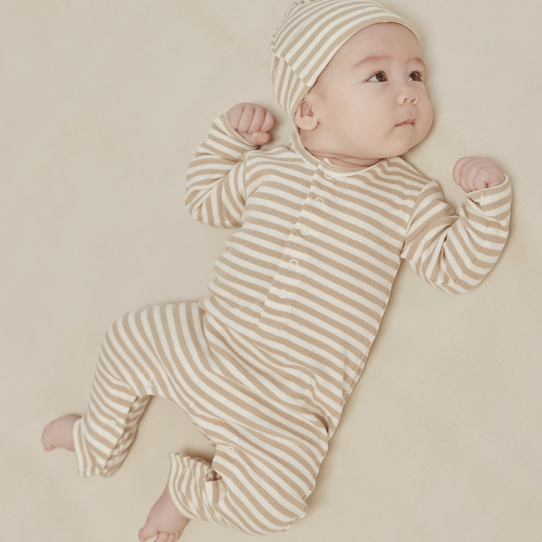 Quincy Mae Organic Cotton Ribbed Growsuit (Multiple Variants) - Naked Baby Eco Boutique