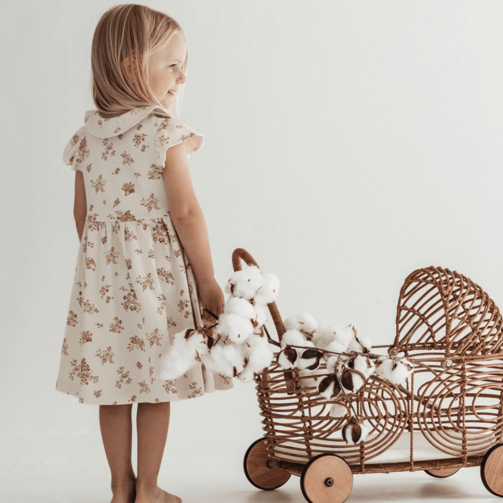 Aster & Oak Organic Posy Floral Button Dress - Naked Baby Eco Boutique