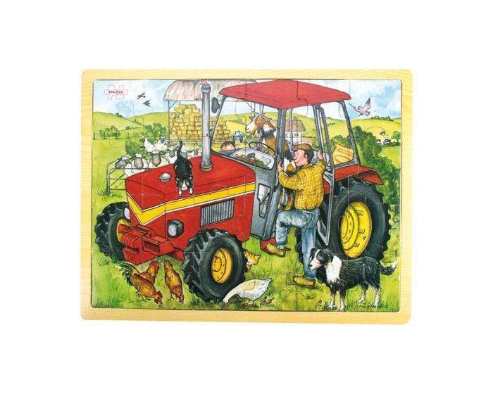 Tractor BigJigs 24-Piece Wooden Tray Puzzle (Multiple Variants) - Naked Baby Eco Boutique