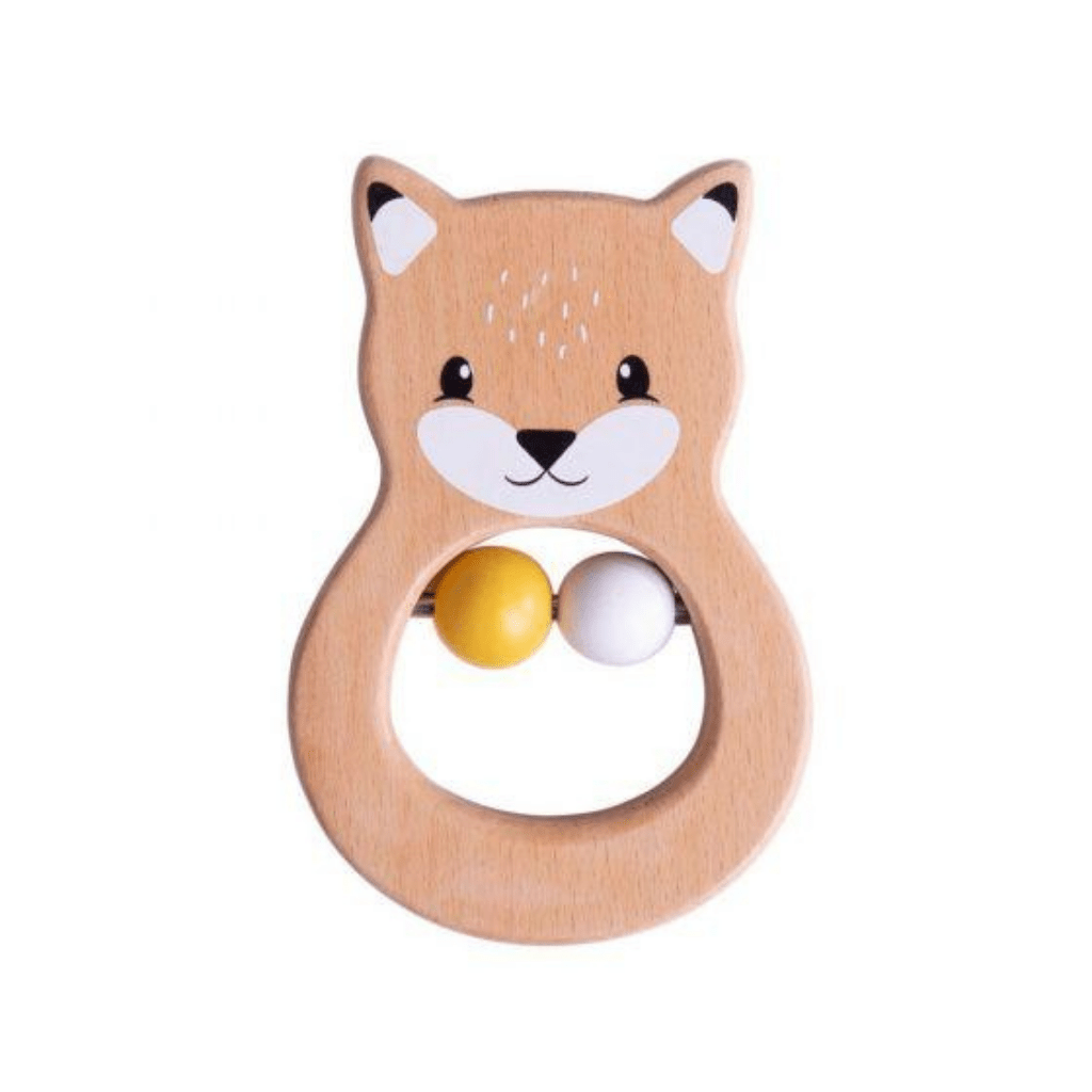 Fox BigJigs Wooden Baby Rattle (Multiple Variants) - Naked Baby Eco Boutique