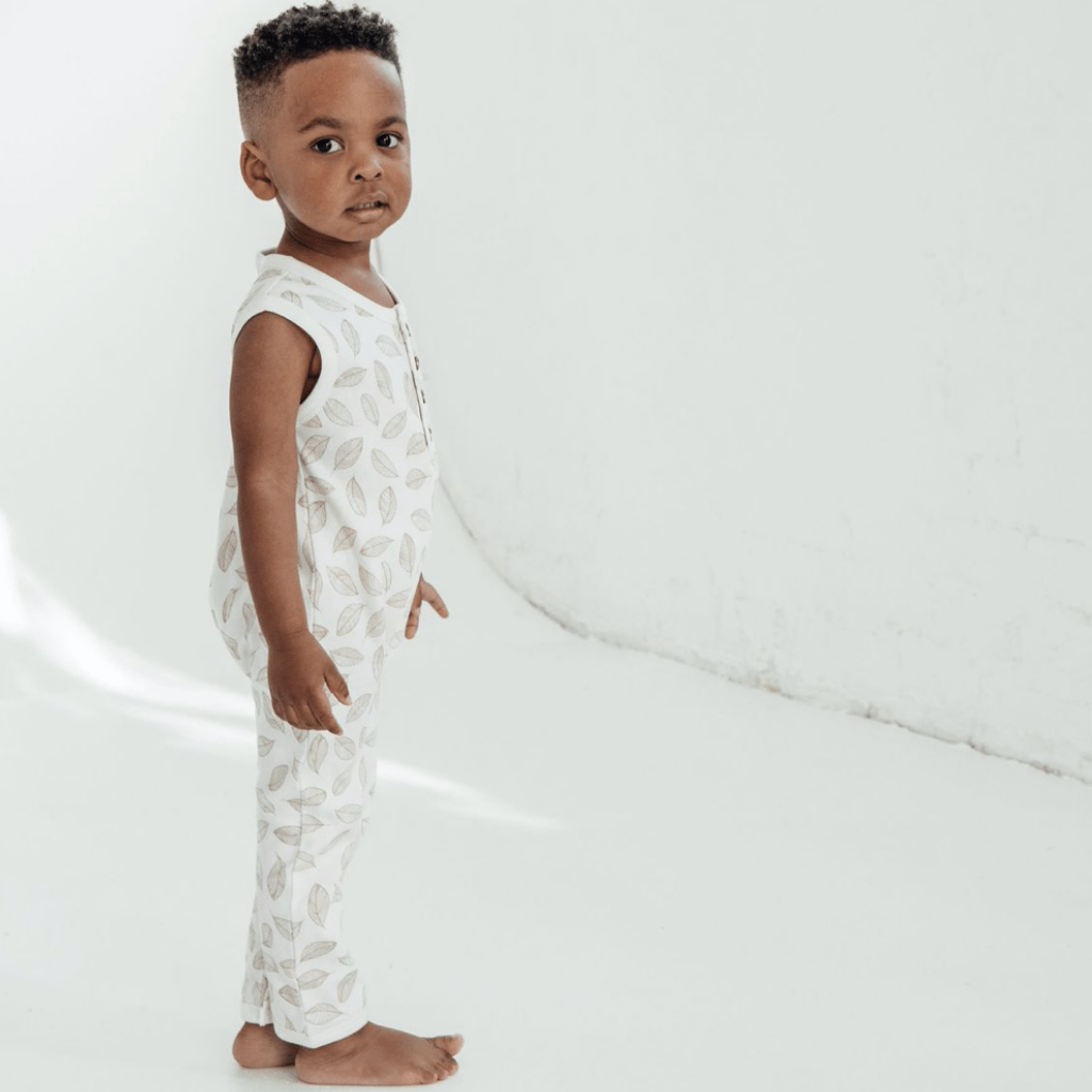 Aster & Oak Organic Cotton Henley Romper (Multiple Variants) - Naked Baby Eco Boutique
