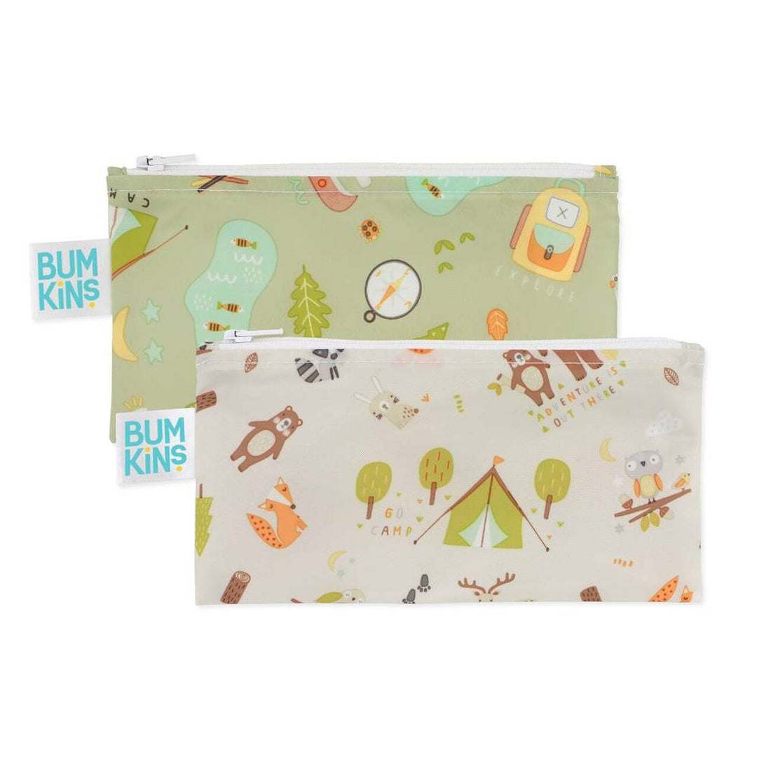 Happy Camper Bumkins Small Reusable Snack Bags (2-Pack) - Multiple Styles - Naked Baby Eco Boutique