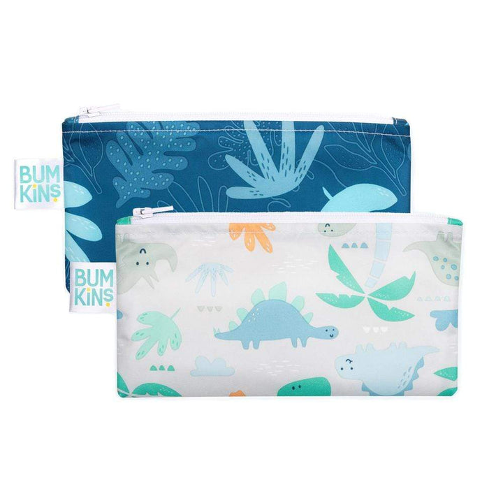 Blue Tropic/Dinosaurs Bumkins Small Reusable Snack Bags (2-Pack) - Multiple Styles - Naked Baby Eco Boutique