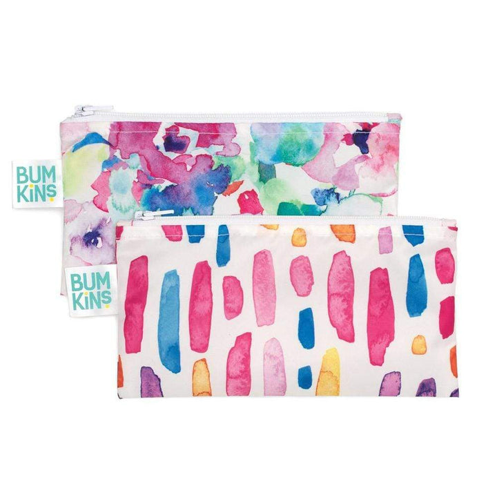 Watercolour/Brush Strokes Bumkins Small Reusable Snack Bags (2-Pack) - Multiple Styles - Naked Baby Eco Boutique