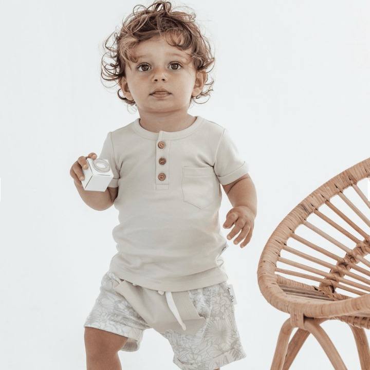 Aster & Oak Organic Birch Henley Tee - Naked Baby Eco Boutique