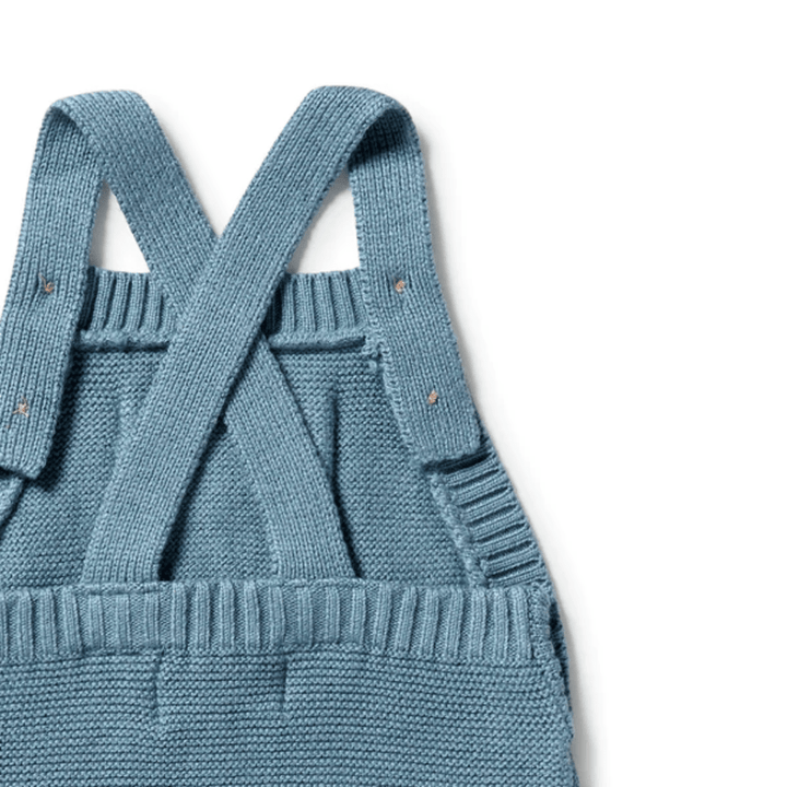 Close-Up-Of-Back-Of-Wilson-And-Frenchy-Knitted-Overalls-Bluestone-Naked-Baby-Eco-Boutique