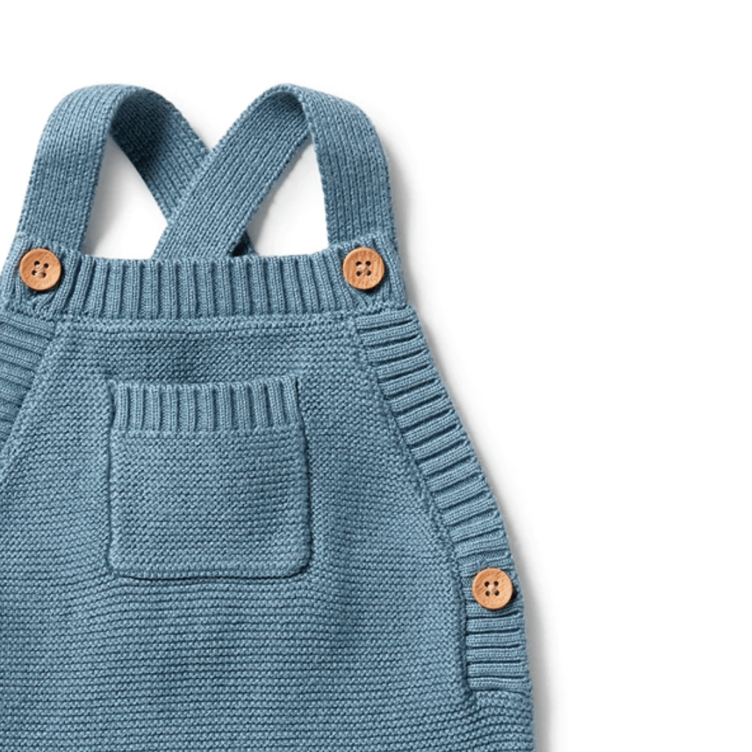 Close-Up-Of-Buttons-Wilson-And-Frenchy-Knitted-Overalls-Bluestone-Naked-Baby-Eco-Boutique