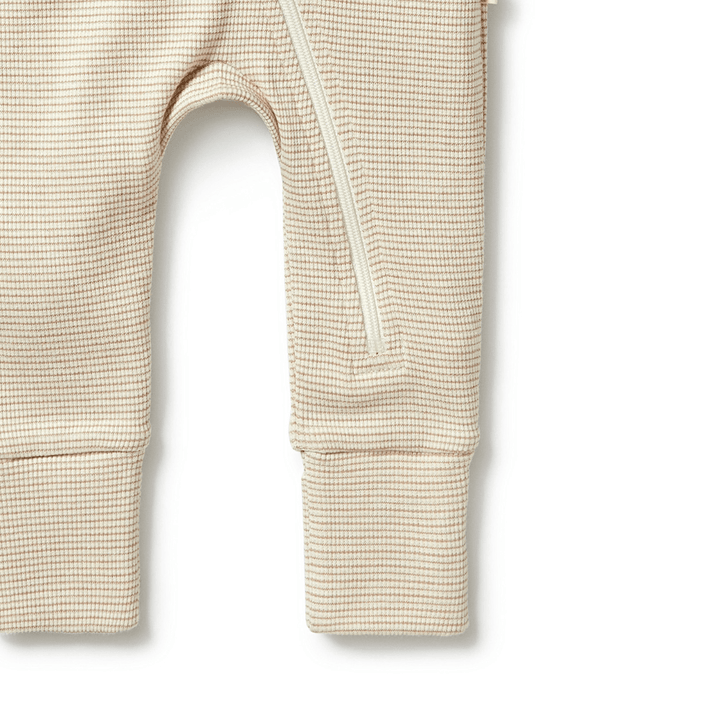 Close-Up-Of-Cuffs-On-Wilson-And-Frenchy-Organic-Stripe-Rib-Baby-Pyjamas-Nougat-Naked-Baby-Eco-Boutique