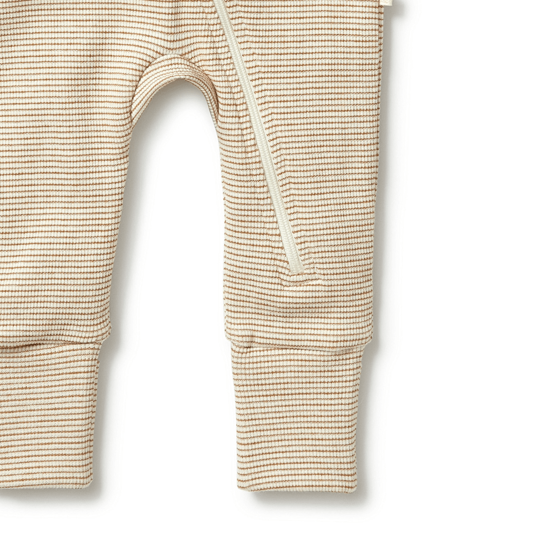 Close-Up-Of-Cuffs-On-Wilson-And-Frenchy-Organic-Stripe-Rib-Baby-Pyjamas-Spice-Naked-Baby-Eco-Boutique