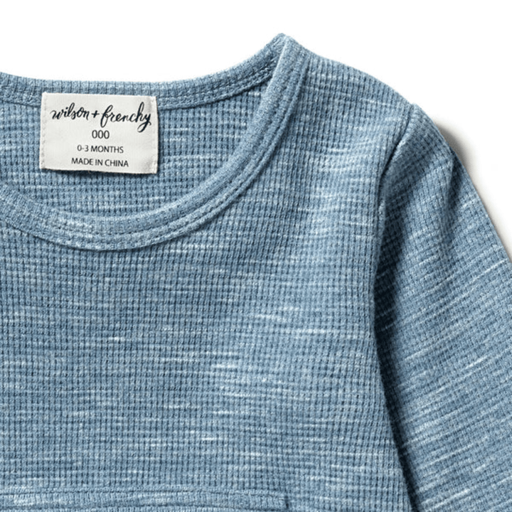 Close-Up-Of-Neckline-Wilson-And-Frenchy-Organic-Waffle-Pocket-Top-Bluestone-Naked-Baby-Eco-Boutique