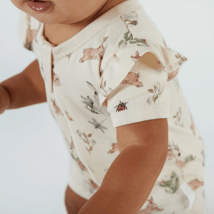 Close-Up-Of-Print-Aster-And-Oak-Organic-Cotton-Flutter-Sleeve_zip-Romper-Prairie-Naked-Baby-Eco-Boutique
