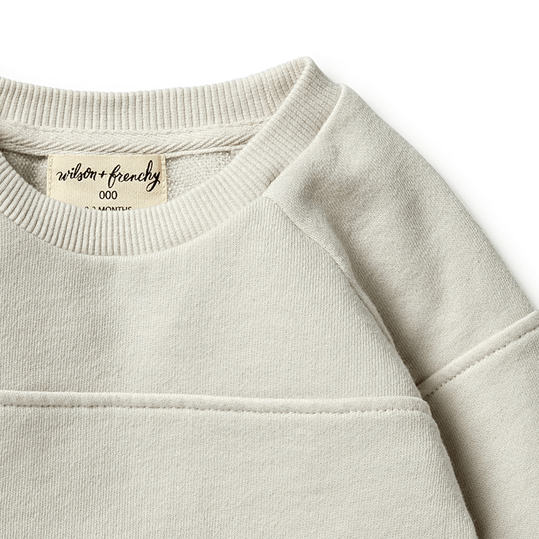 Close-Up-Of-WIlson-And-Frenchy-Organic-Terry-Spliced-Sweat-Top-Birch-Naked-Baby-Eco-Boutique