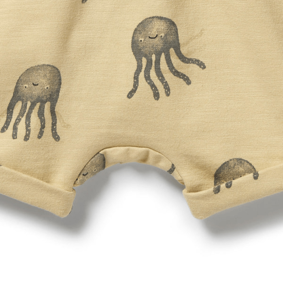 Close-Up-Of-Wilson-And-Frenchy-Organic-Cotton-Slouch-Shorts-Ollie-Octopus-Naked-Baby-Eco-Boutique