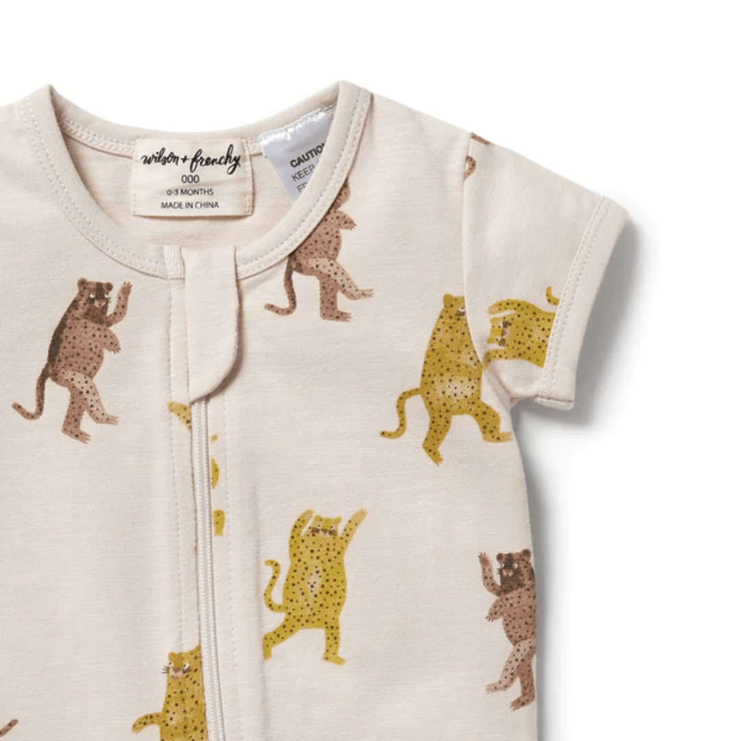     Close-Up-Of-Wilson-And-Frenchy-Organic-Cotton-Zipsuit-Roar-Naked-Baby-Eco-Boutique