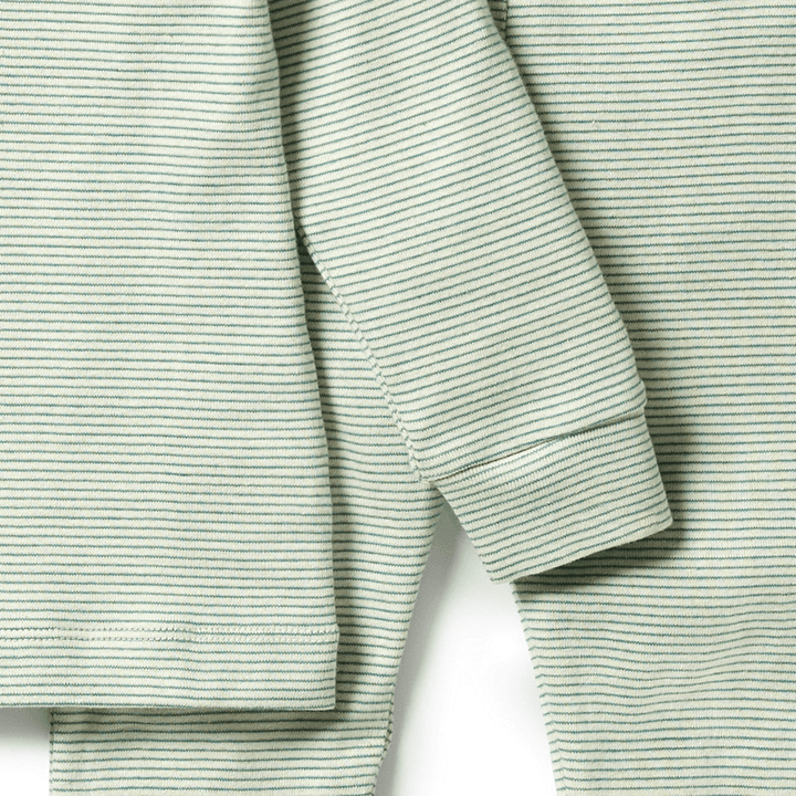 Close-Up-Of-Wilson-And-Frenchy-Organic-Stripe-Rib-Pyjamas-Deep-Sea-Naked-Baby-Eco-Boutique