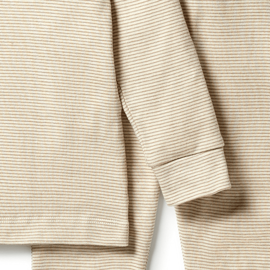 Close-Up-Of-Wilson-And-Frenchy-Organic-Stripe-Rib-Pyjamas-Nougat-Naked-Baby-Eco-Boutique