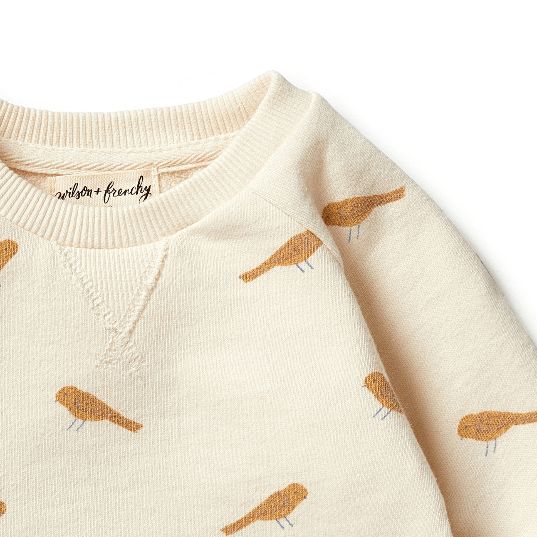 Close-Up-Of-Wilson-And-Frenchy-Organic-Terry-Sweat-Top-Tweet-Tweet-Naked-Baby-Eco-Boutique