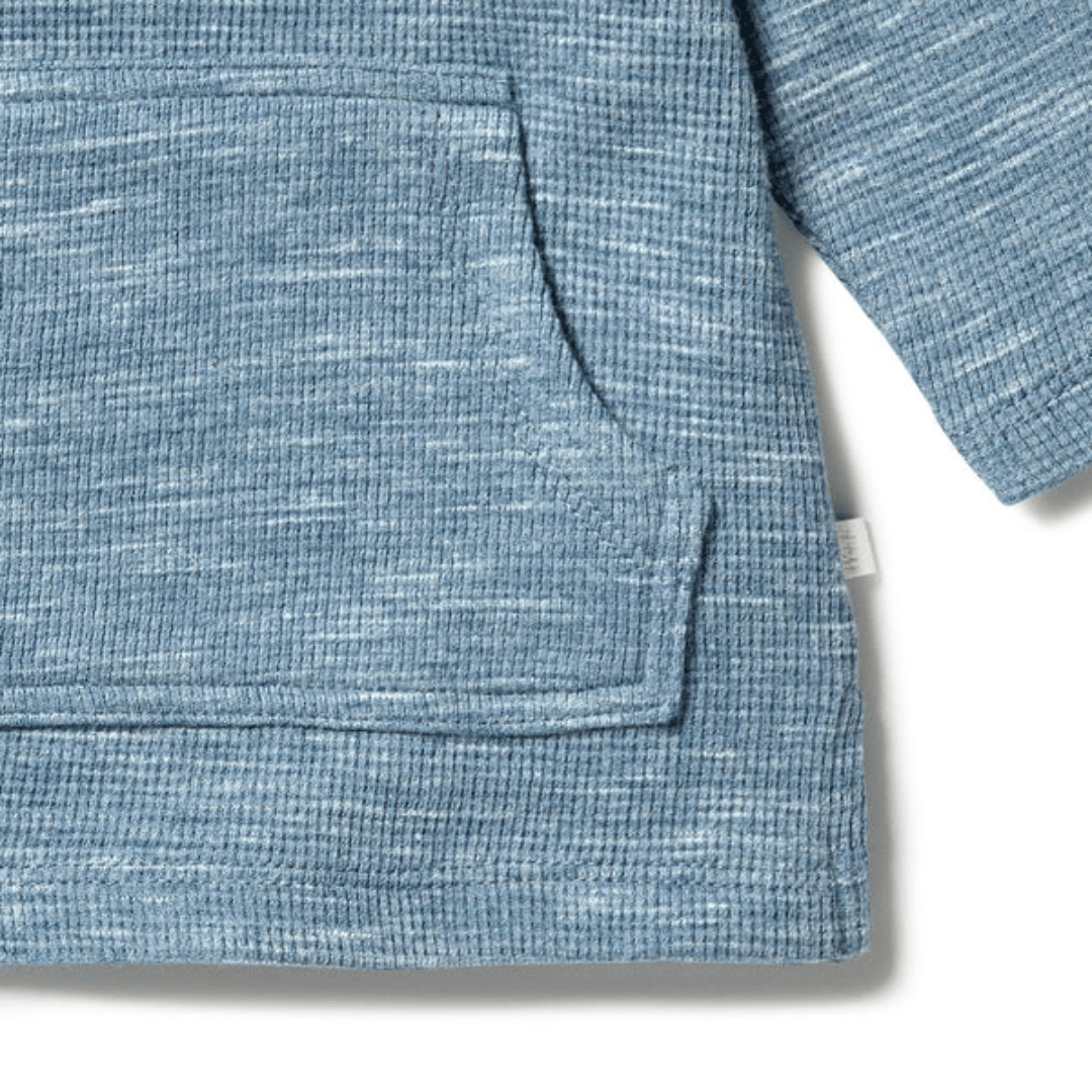 Close-Up-Of-Wilson-And-Frenchy-Organic-Waffle-Pocket-Top-Bluestone-Naked-Baby-Eco-Boutique