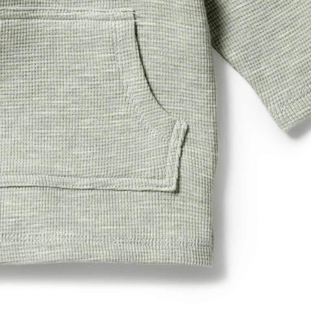 Close-Up-Of-Wilson-And-Frenchy-Organic-Waffle-Pocket-Top-Sage-Naked-Baby-Eco-Boutique