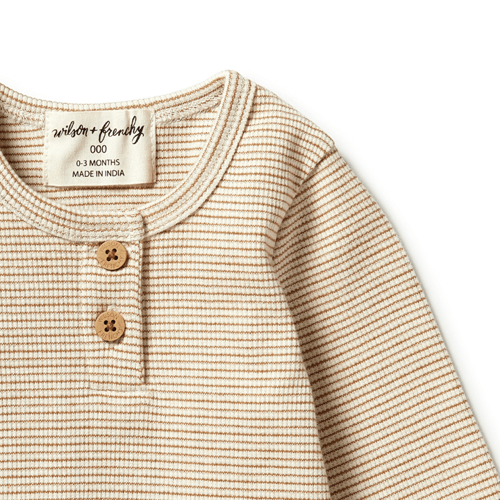 Close-Up-Of-Wilson-And-Frenchy-Organic-Stripe-Rib-Henley-Top-Spice-Naked-Baby-Eco-Boutique
