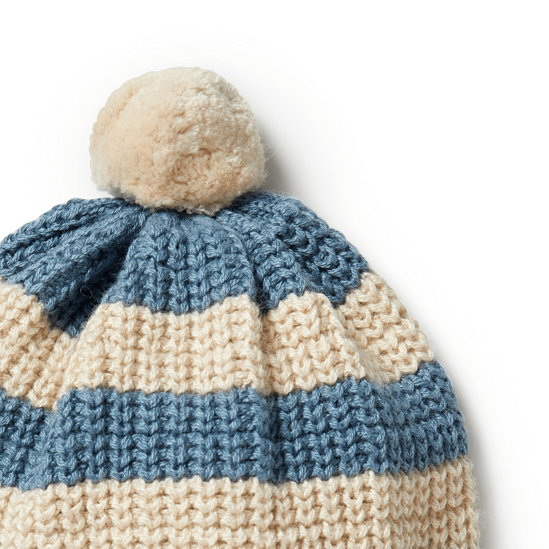 Close-up-View-of-Wilson-and-Frenchy-Knitted-Stripe-Hat-Bluestone-Naked-Baby-Eco-Boutique