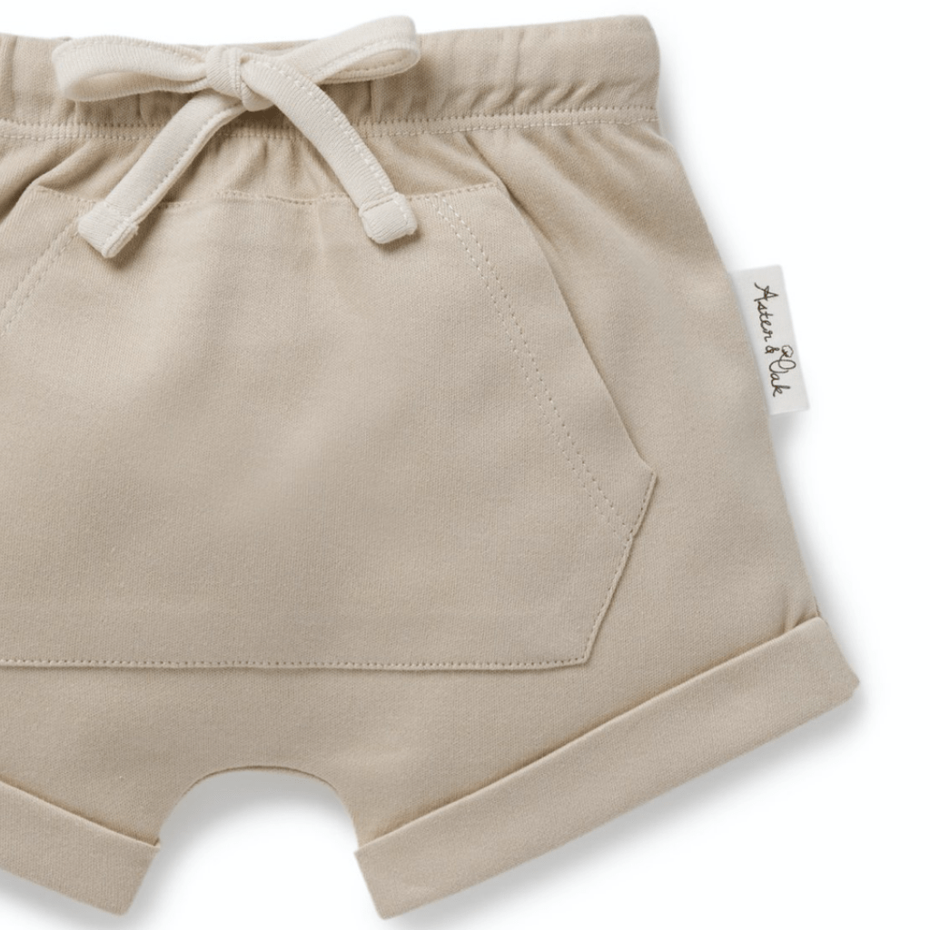 Aster & Oak Organic Feather Grey Pocket Shorts - Naked Baby Eco Boutique