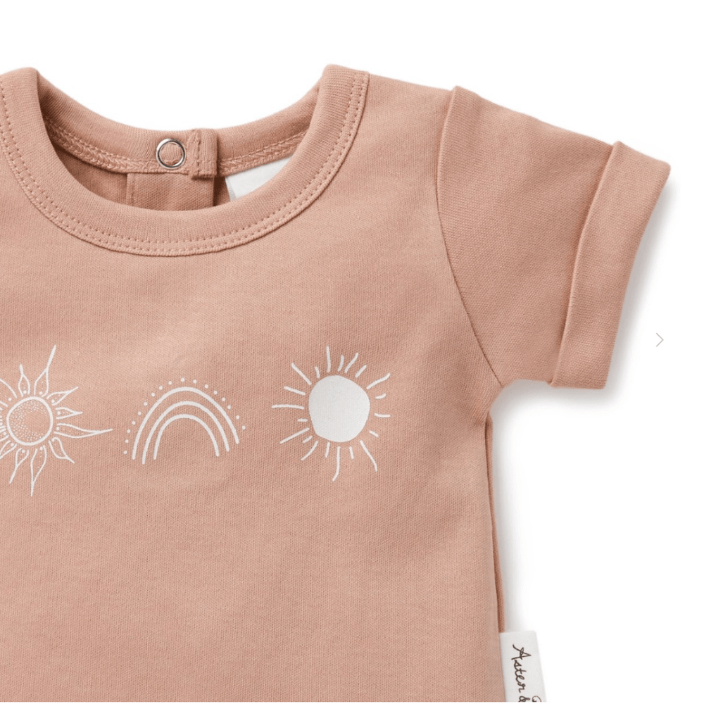 Close-up-of-Aster-and-Oak-Organic-Rainbow-Sun-Tee-Naked-Baby-Eco-Boutique