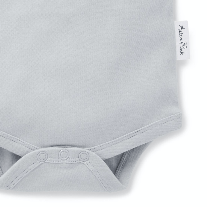 Close-up-of-Bottom-of-Aster-and-Oak-Organic-Gray-Dawn-Singlet-Onesie-Naked-Baby-Eco-Boutique