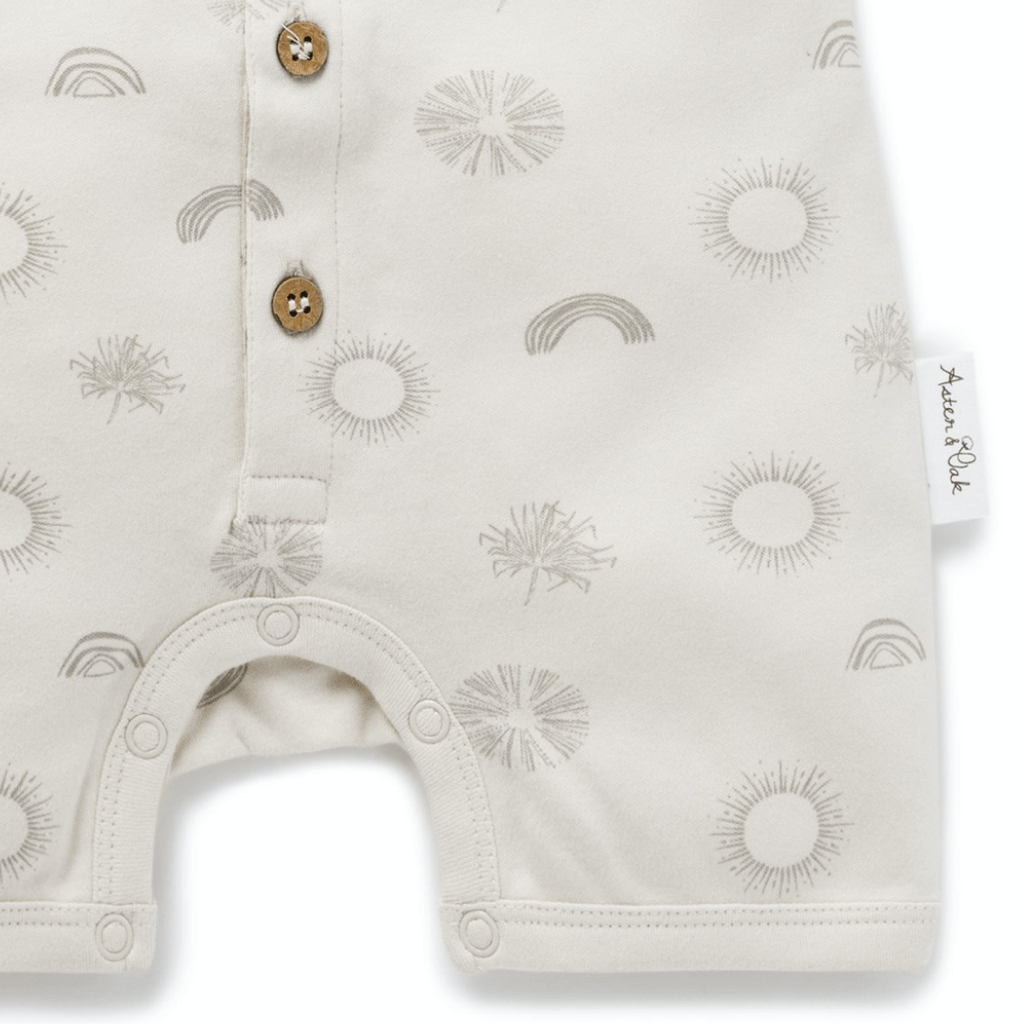 Aster & Oak Organic Sunny Daze Button Romper - Naked Baby Eco Boutique