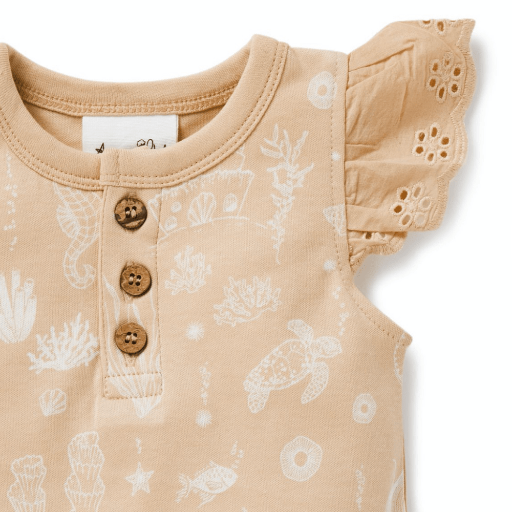 Close-up-of-Top-of-Aster-and-Oak-Organic-Mermaid-Lace-Henley-Onesie-Naked-Baby-Eco-Boutique