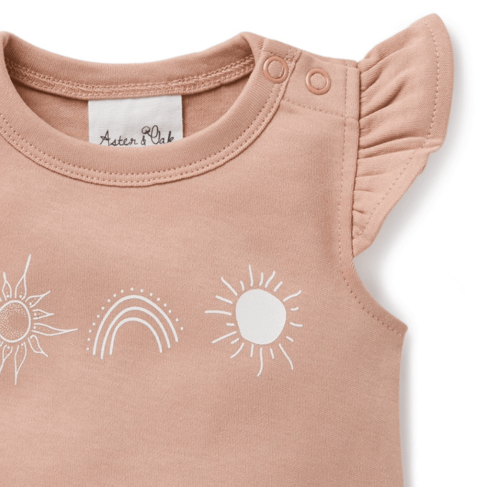 Close-up-of-Top-of-Aster-and-Oak-Organic-Rainbow-Sun-Flutter-Onesie-Naked-Baby-Eco-Boutique