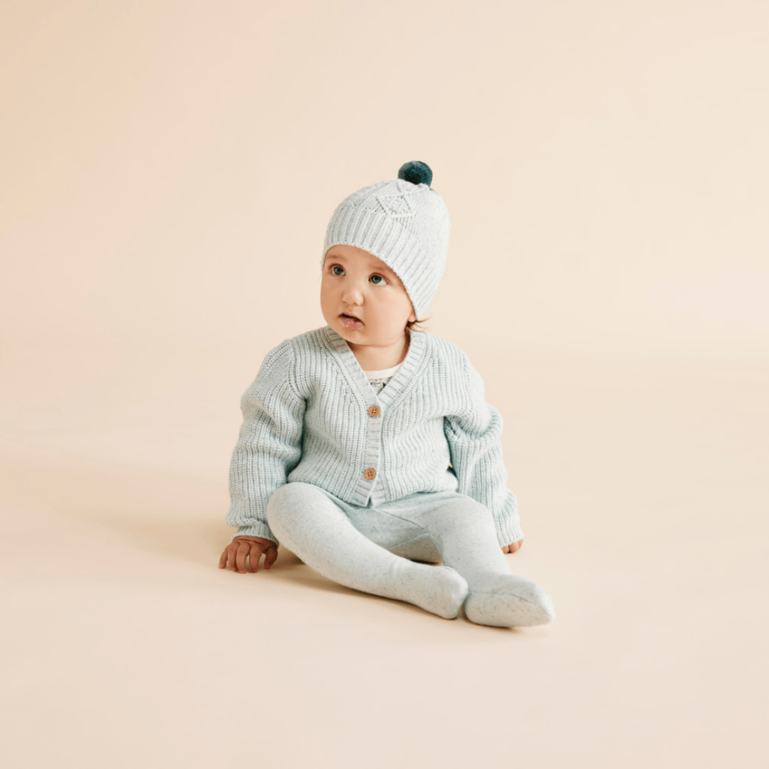 Cute-Baby-Wearing-Wilson-and-Frenchy-Cable-Knit-Hat-Mint-Fleck-Naked-Baby-Eco-Boutique