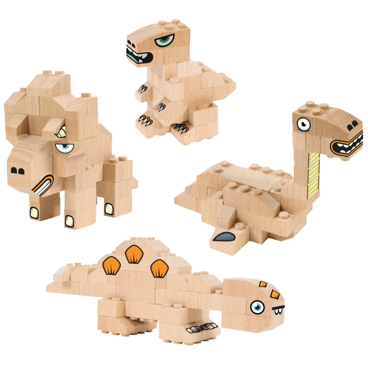 FabBrix Wood Building Blocks - Dinosaurs 4-in-1 - Naked Baby Eco Boutique