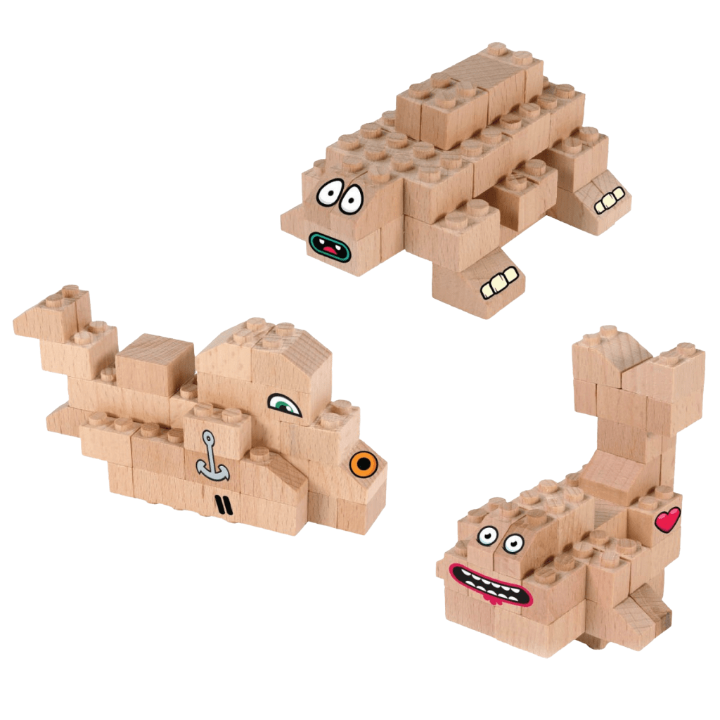 FabBrix Wood Building Blocks - Sea Animals 3-in-1 - Naked Baby Eco Boutique
