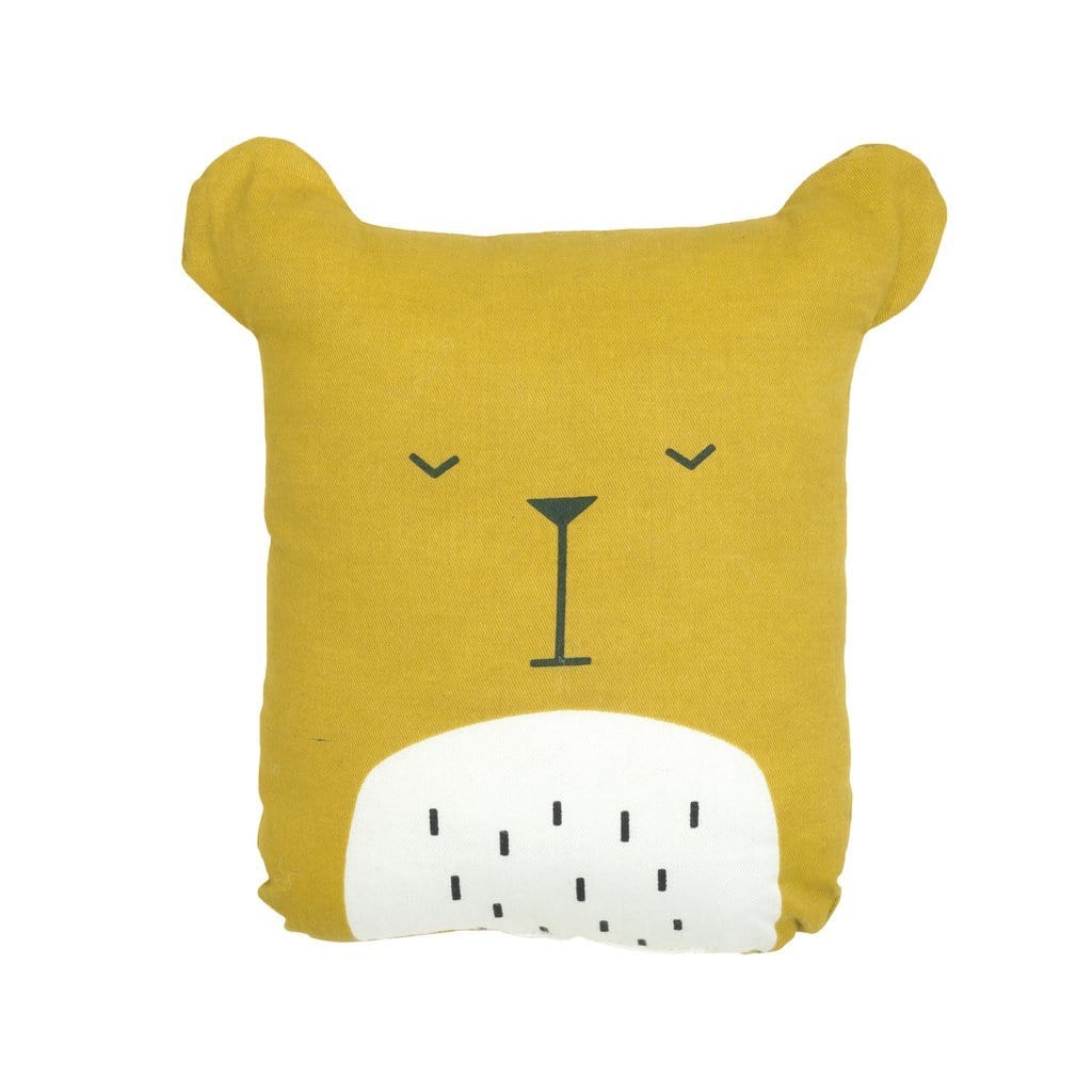 A Fabelab Organic Cotton Animal Cushion - LUCKY LAST - BEAR (HONEY), perfect for animal cushions lovers.