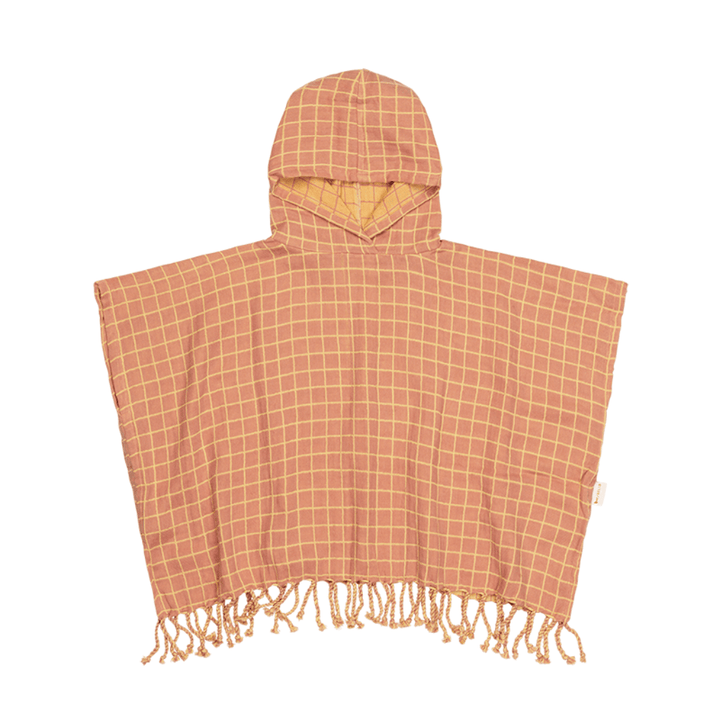 Fabelab-Organic-Cotton-Grid-Kids-Poncho-Old-Rose-Naked-Baby-Eco-Boutique