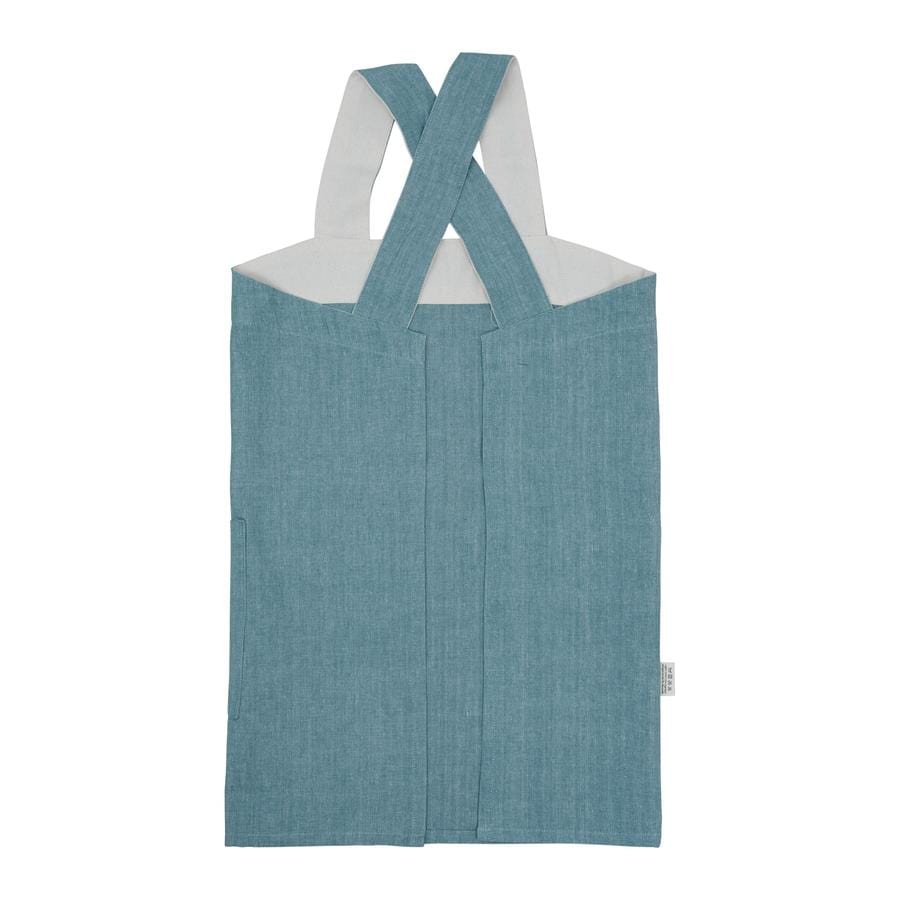Fabelab-Organic-Cotton-Kids-Apron-Chambray-Blue-Spruce-Back-View-Naked-Baby-Eco-Boutique
