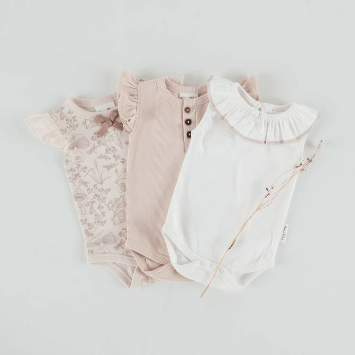 Aster & Oak Organic Cotton Lace Onesie (Multiple Variants) - Naked Baby Eco Boutique