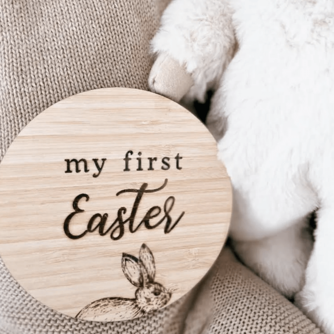Funny Bunny Kids Bamboo My First Easter Plaque - Naked Baby Eco Boutique
