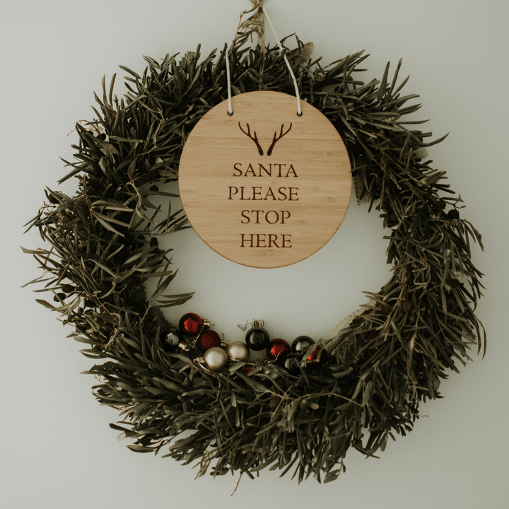Funny-Bunny-Kids-Bamboo-Santa-Please-Stop-Here-Sign-Stag-Carbonised-in-Wreath-Naked-Baby-Eco-Boutique