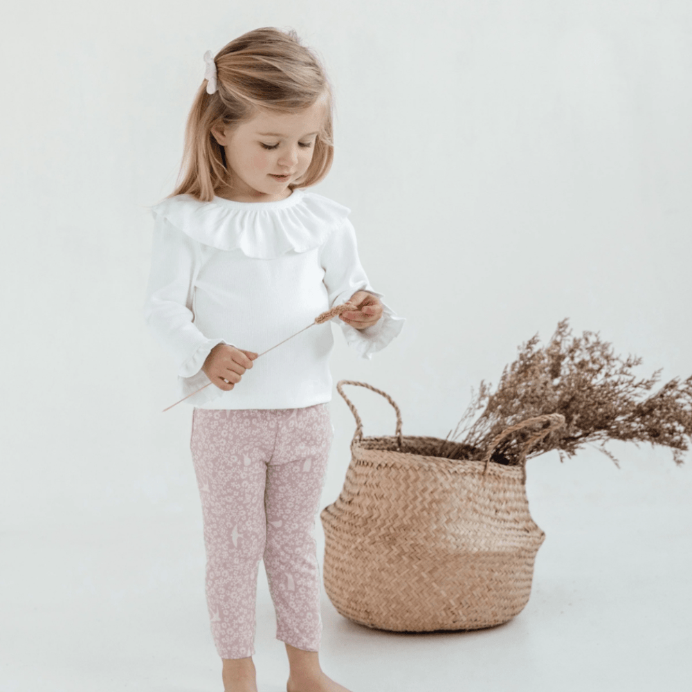 PRE-ORDER: Aster & Oak Organic Rib Ruffle Long Sleeve Top - Naked Baby Eco Boutique